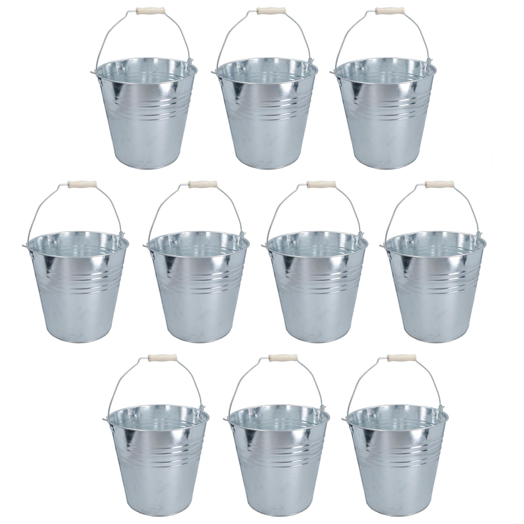 10L Galvanised Steel Metal Bucket Pail Water Coal Fire Greenhouse Garden Plants