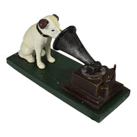 HMV Nipper Dog and Phonograph Gramophone Music Ornament Figurine Cast Iron