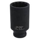 32mm 1/2" Drive Deep Impacted Thin Wall Walled Hub Nut Socket 12 Sided