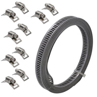 Cut To Size Stainless Steel Hose Clamp Set 2.5mtr Long With 8 Tensioning Clips