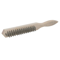 Wire Cleaning Brush 4 Rows of Steel Wire Bristles with Wooden Handle