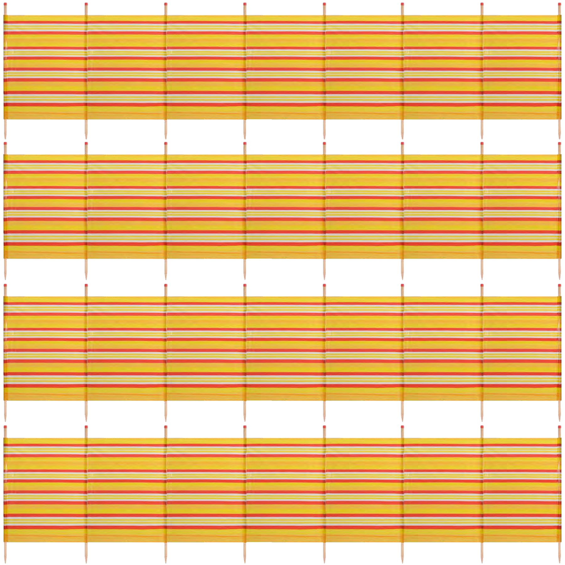 8 Pole Windbreak Beach Shelter 1.5m by 4.6m Screen Privacy Yellow Stripe