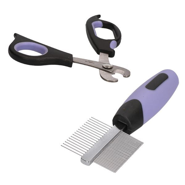 Small Animal Deluxe Claw Trimmer Nail Cutter & Double Sided Comb Grooming Kit