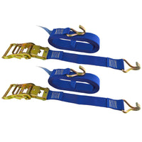 Blue Ratchet Strap Tie Down Trailer 5m Hook Cargo Strap 750kg Lashing x 2 (Pair)