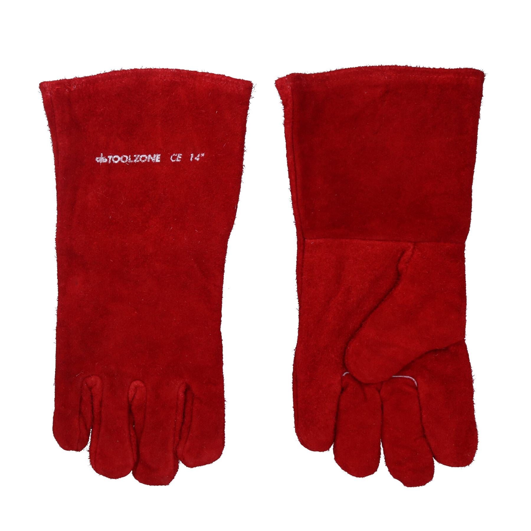 Safety Protection Welding Gardening Gloves Suede Gauntlets Two Pairs TE454