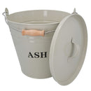 Coal Bucket & Lid Cream Metal Ash Tidy Bin Coal Carrier Fire Log Burner Kindling