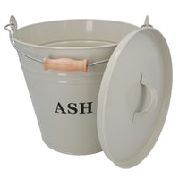 Coal Bucket & Lid Cream Metal Ash Tidy Bin Coal Carrier Fire Log Burner Kindling