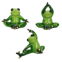 Yoga Frogs Toad Zen Ornament Statue Meditating Garden House Decor Set Of 3