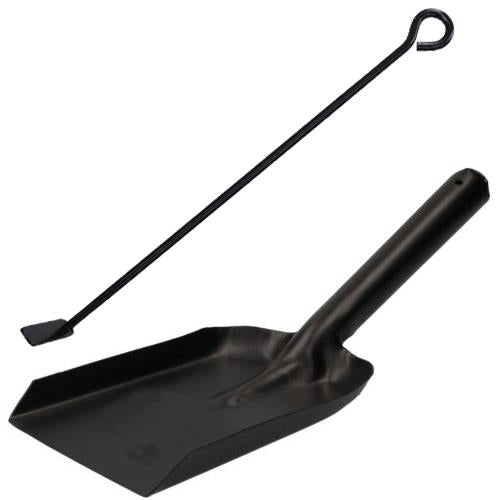 L Ash Rake Scraper & Shovel For Flues Wood Burner Fire Coal Steel Metal Black