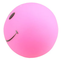 Pink Squeaky Smiley Face Vinyl Dog Ball Play Pet Toy Fetch Play Squeaky Chase