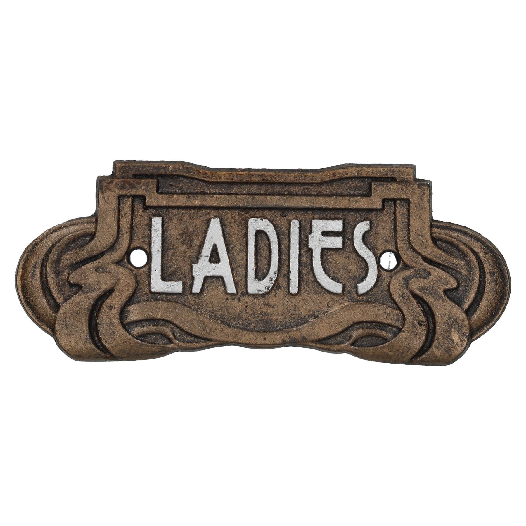 Ladies & Men Art Nouveau Toilet Cast Iron Sign Plaque Door Wall Cafe Shop Pub