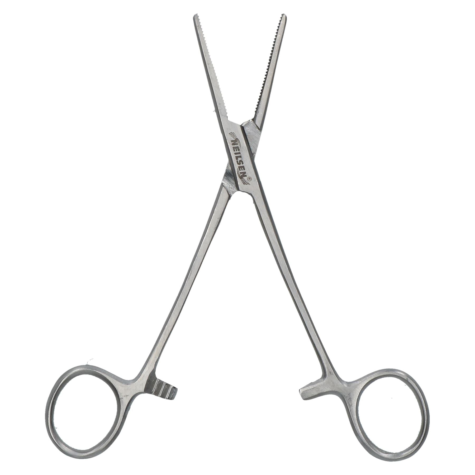 6" Straight + Curved Hemostat Forceps Stainless Steel Lockable Locking 2pc Set