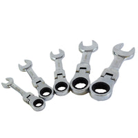 5pc Flexi Stubby Ratchet Spanner 10-19mm Metric Wrench Geared 72 Teeth CRV