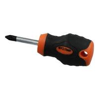 PZ2 x 38mm Pozi Headed Stubby Screwdriver with Magnetic Tip + Rubber Handle