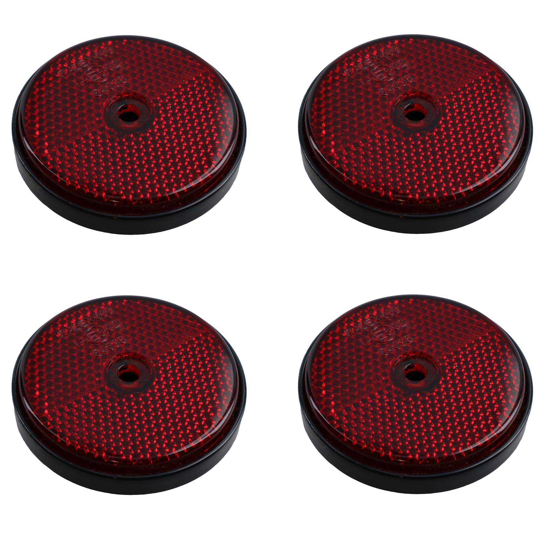 Red Round Circular Reflectors for Driveway Gate Fence Posts Trailer Rears