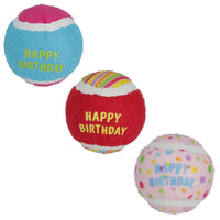 3PK Medium Happy Birthday Tennis Balls Dog Puppy Gift Chuck Fetch Play 6.5cm