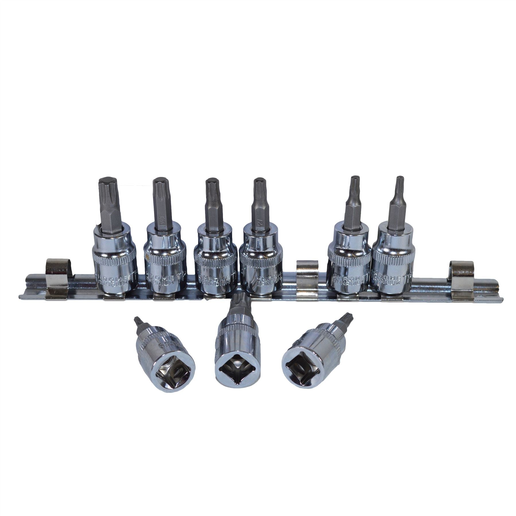 3/8" drive Torx / Star Plus Male Sockets TP10 - TP50 9pcs Set By Bergen