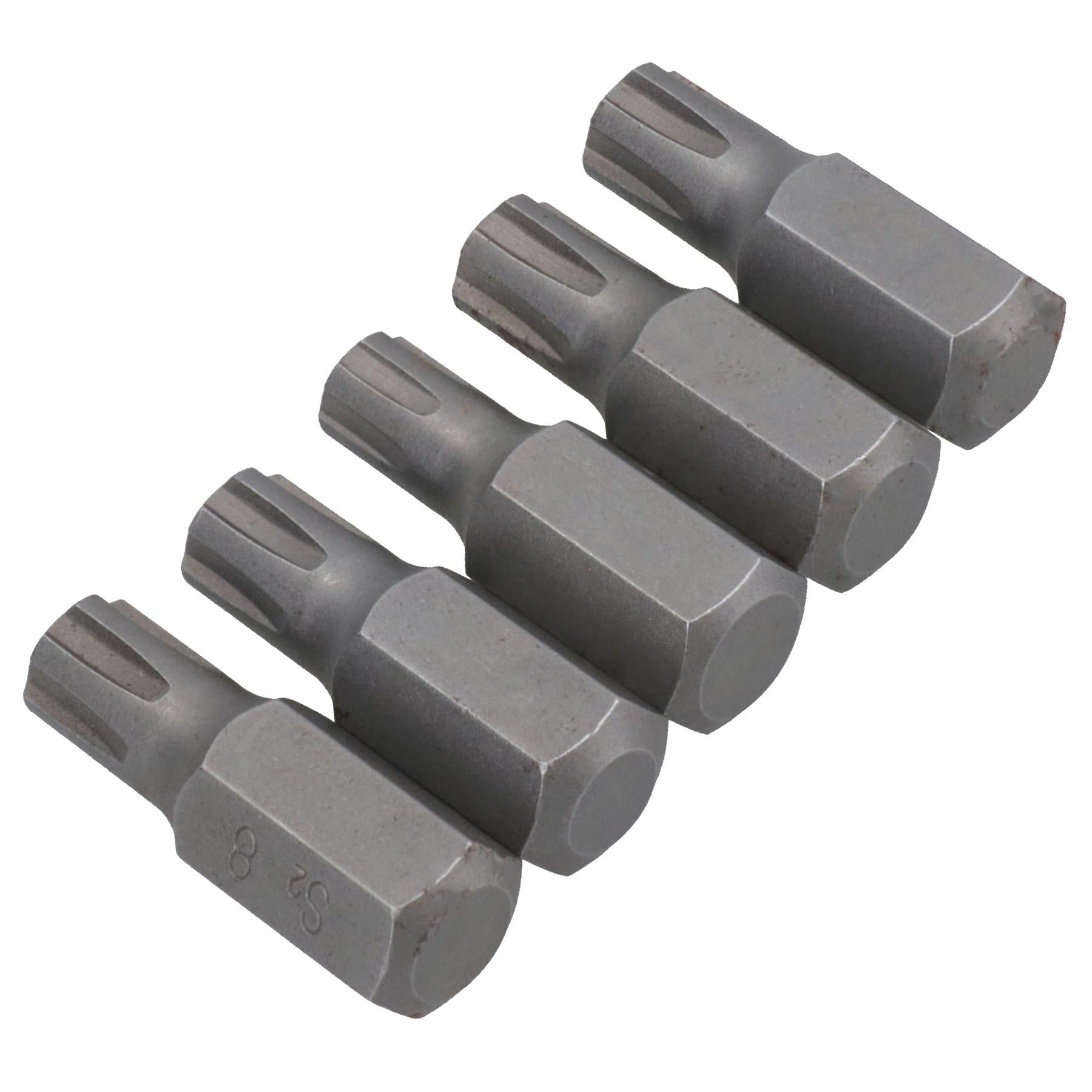 5 Pack M5 - M13 Male 30mm Ribe Bits With 10mm Hex End S2 Steel