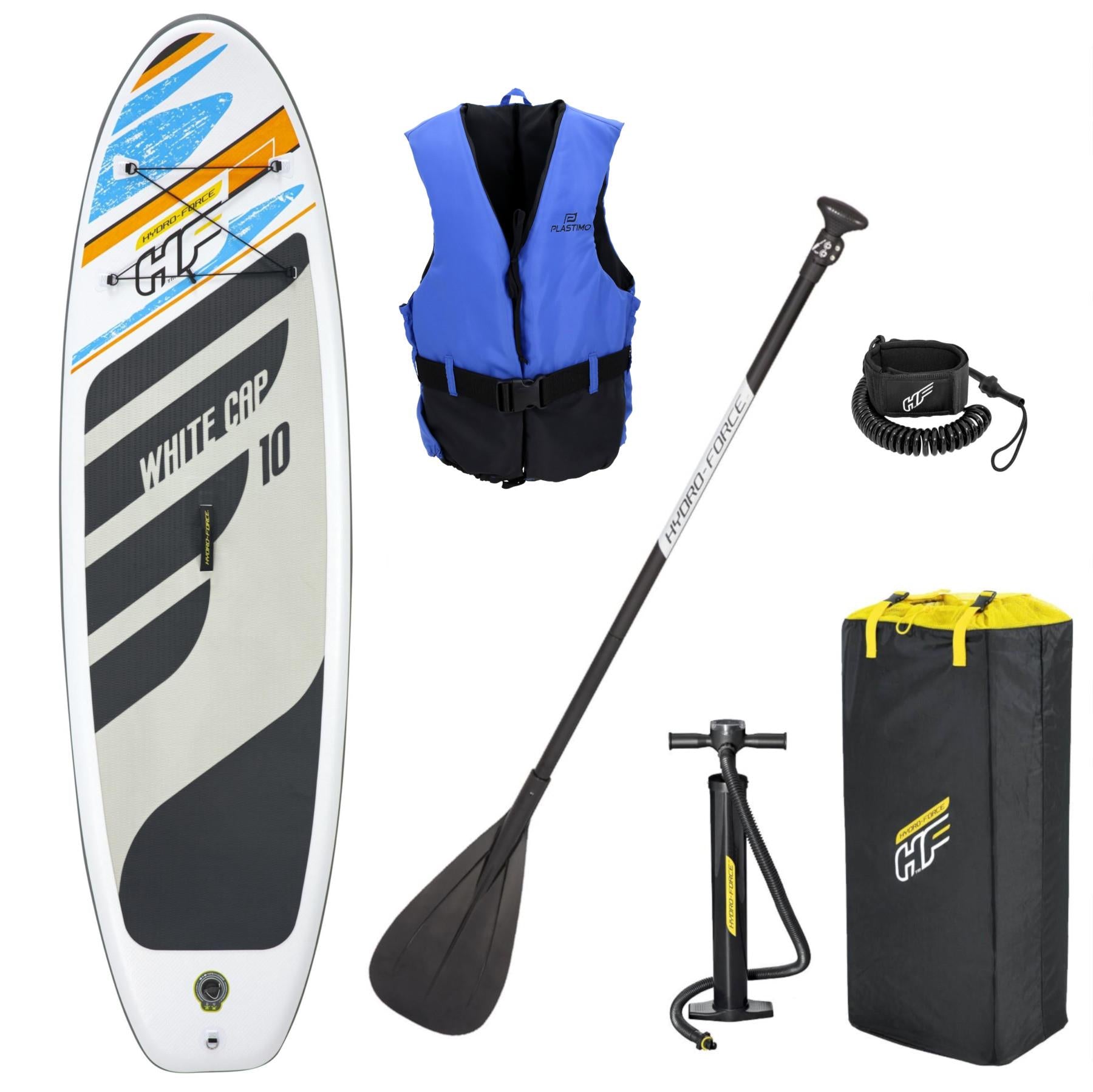 10ft Inflatable Stand Up Paddle Board 4.75" Hydro Force White Cap SUP Set