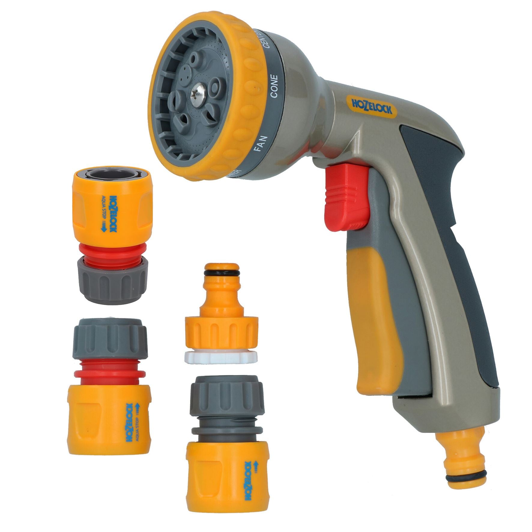 Hozelock Multi Plus Spray Gun Water Nozzle Hose Pipe 8 Function Metal Cleaning