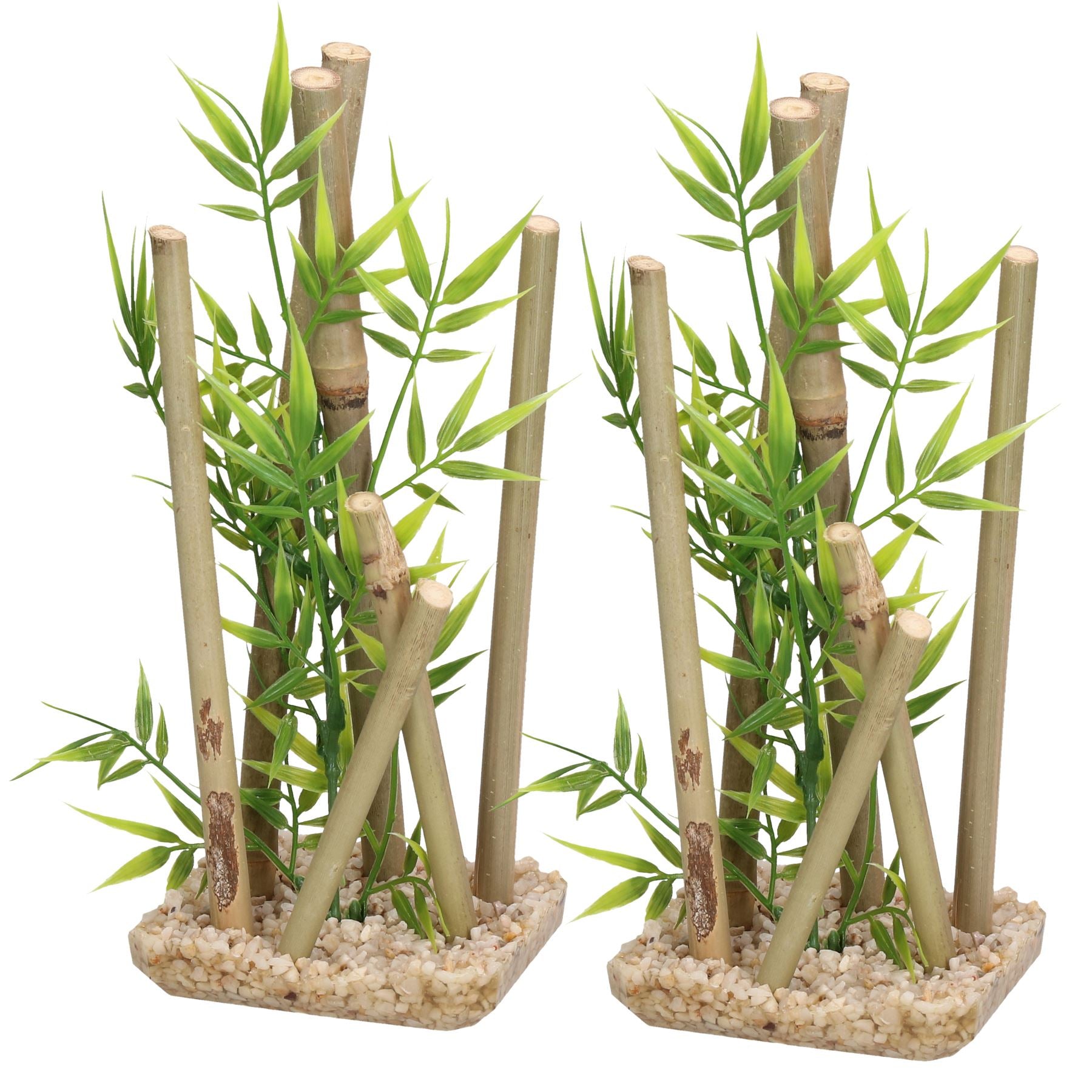 2 Aquatic Aquarium Decor Bamboo Stick Medium Fish Tank Ornaments 9x11x25cm