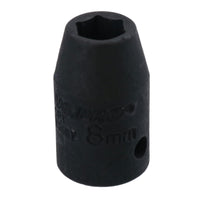 3/8in Drive Shallow Stubby Metric Impacted Impact Socket 6 Sided Single Hex