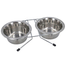 Small Dishwasher Safe Stainless Steel Double Diner Dog Raised Food Water Bowl