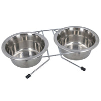 Small Dishwasher Safe Stainless Steel Double Diner Dog Raised Food Water Bowl