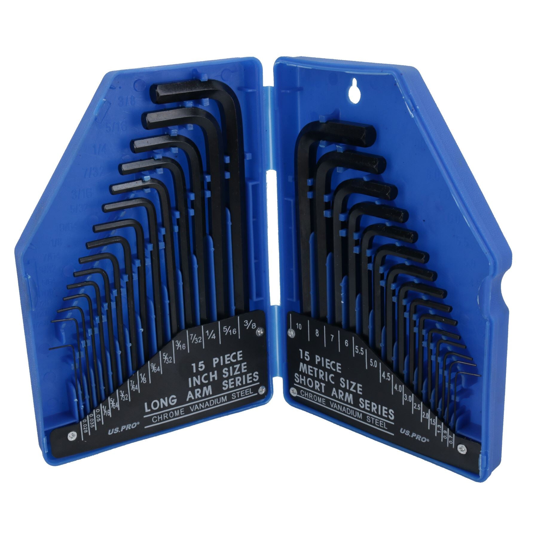 Metric and Imperial SAE AF Allen Hex Keys 0.7mm – 10mm / 0.028in – 3/8in 30pc