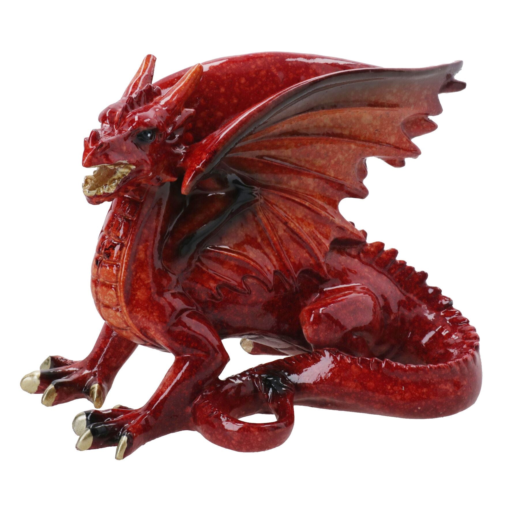 Red Dragon Lying Resin Fantasy Sculpture Statue House Home Ornament Figurine