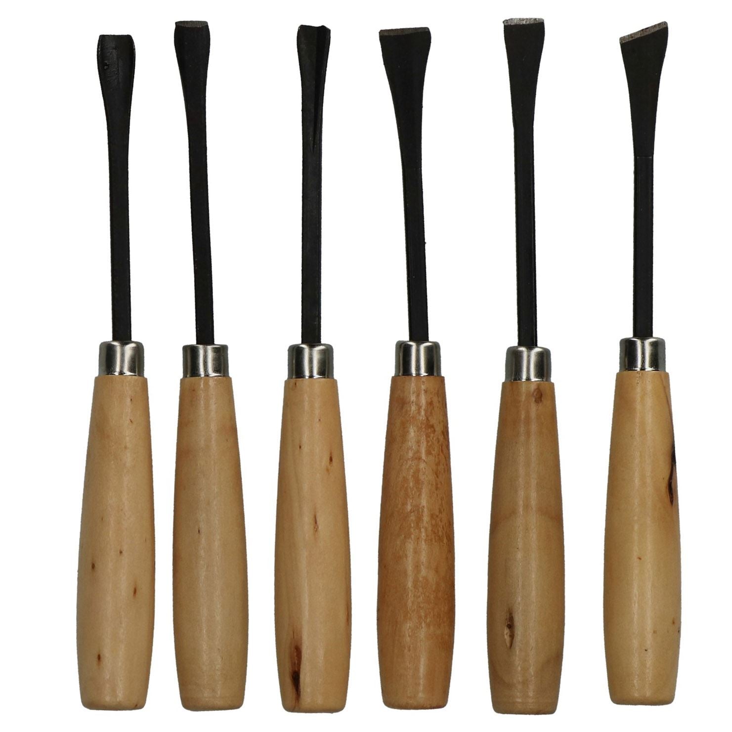 6pc Carving Chisel Wood Work Edging Sculpting Turning Carpentry Gouge Point