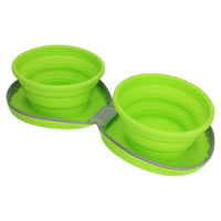 Collapsible Silicon Portable Dual Pet Dog Bowl Travel Accessory