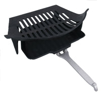 16" Fire Grate Front, Grate, Ashpan & Handle Fireplace Cast Iron Log Coal Saver