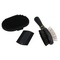 Puppy Starter Groom Set Dog Grooming: Palm Brush, Ball Pin Brush & Flea Comb