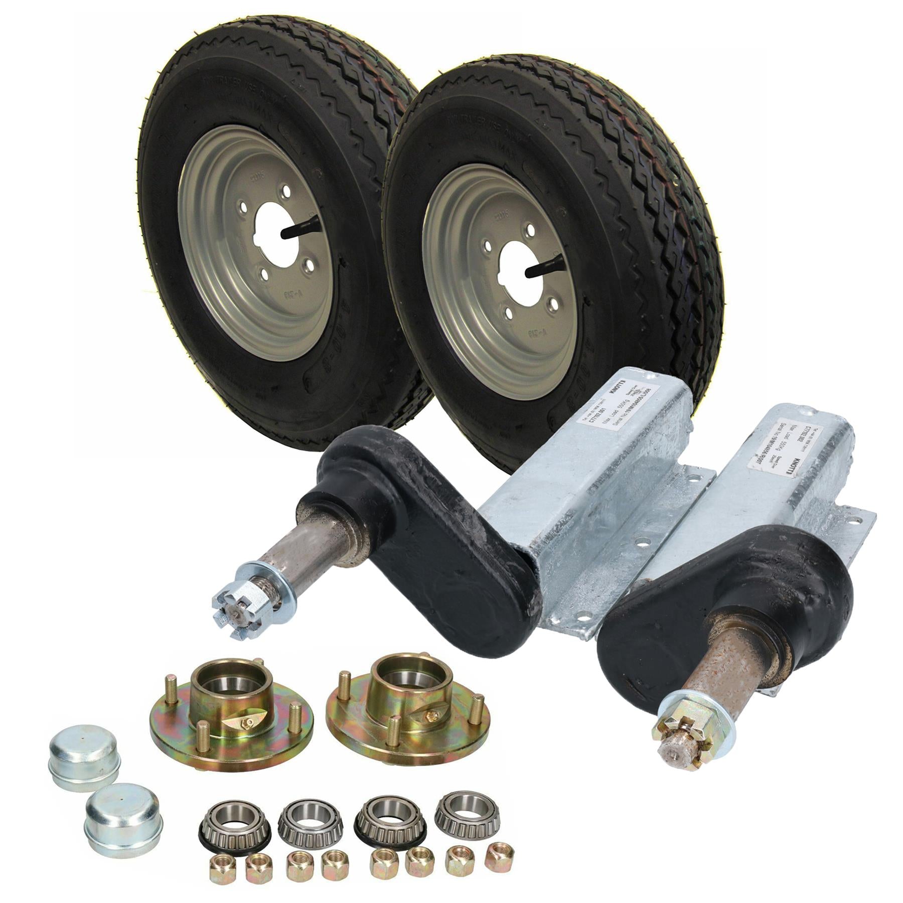 500kg Trailer Suspension Units Hub Bearing 4"PCD 4 Stud Wheel Tyre 400x8" 4PLY