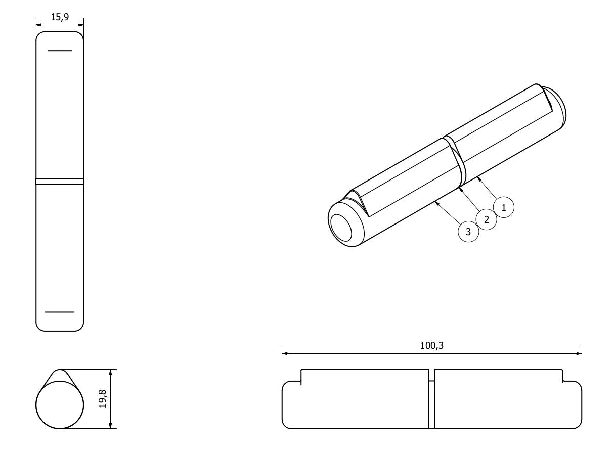 Lift Off Bullet Hinge Weld On Brass Bush 16x100mm Heavy Duty Door Hatch