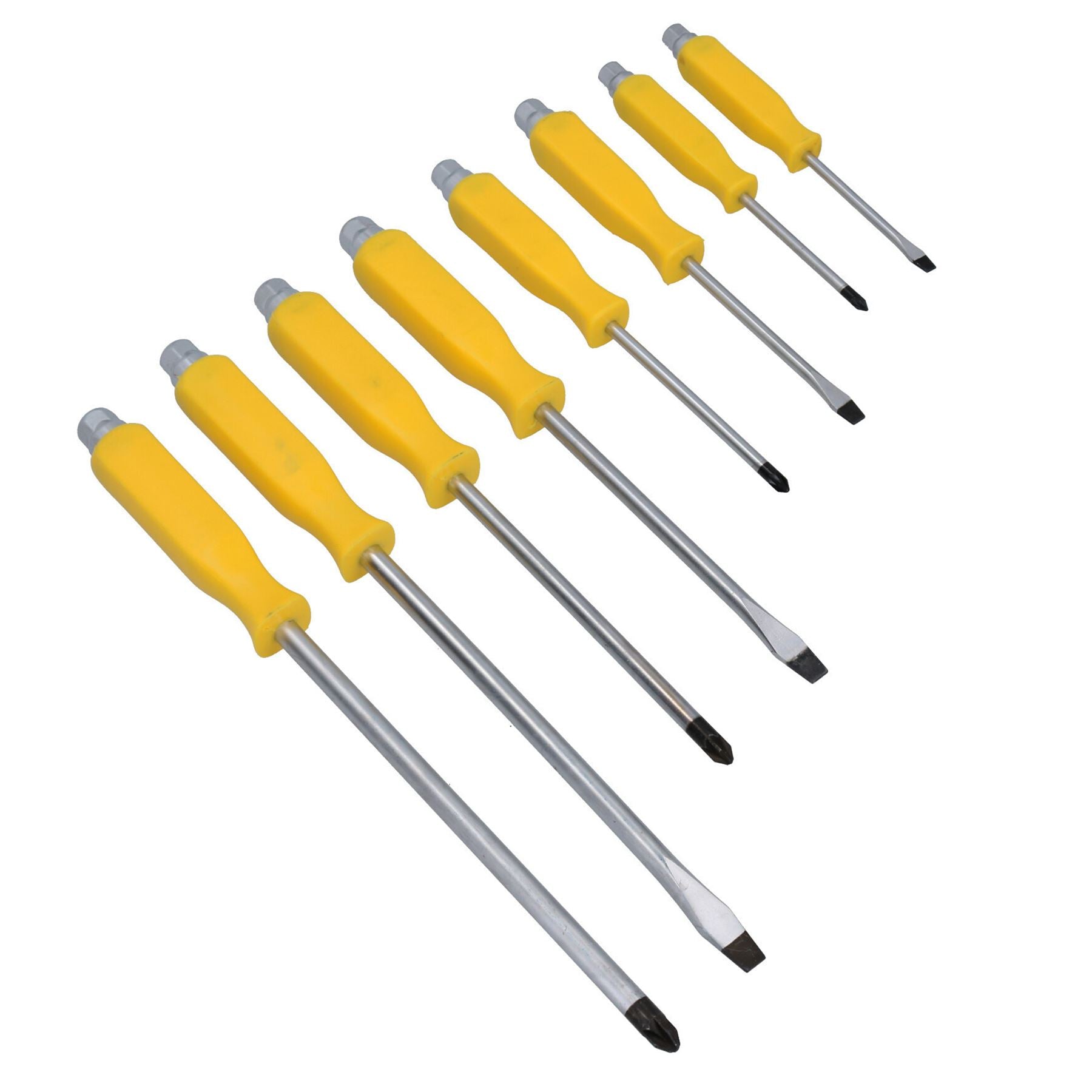 12pc Pozi Slotted Flat Screwdriver Set Magnetic Impacted Tips with Hex Shank