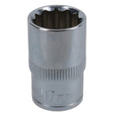 1/2in Drive Shallow Metric MM Socket 12 Sided Bi-Hex with Knurled Ring