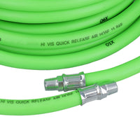 15 Metres Soft Rubber Hi-Vis Air Compressor Hose Airline 1/4 BSP Male Thread