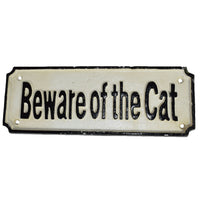 Beware of the Cat Cast Iron Sign Plaque Wall Fence Gate Post Garden House Farm