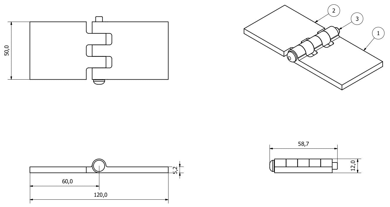 Solid Drawn Steel Butt Hinge Extra Heavy Duty Industrial 50x120mm