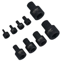 Stubby Impact XZN Spline Triple Square Male Sockets M4 – M18 Mixed Drive 9pc