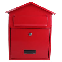 Letter Post Mail Box Metal Red Wall Door Gate Fence Garden House Lockable