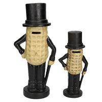 Large & Small Mr. Peanut Money Box Bank Jar Planters Mascot Cast Iron Statue