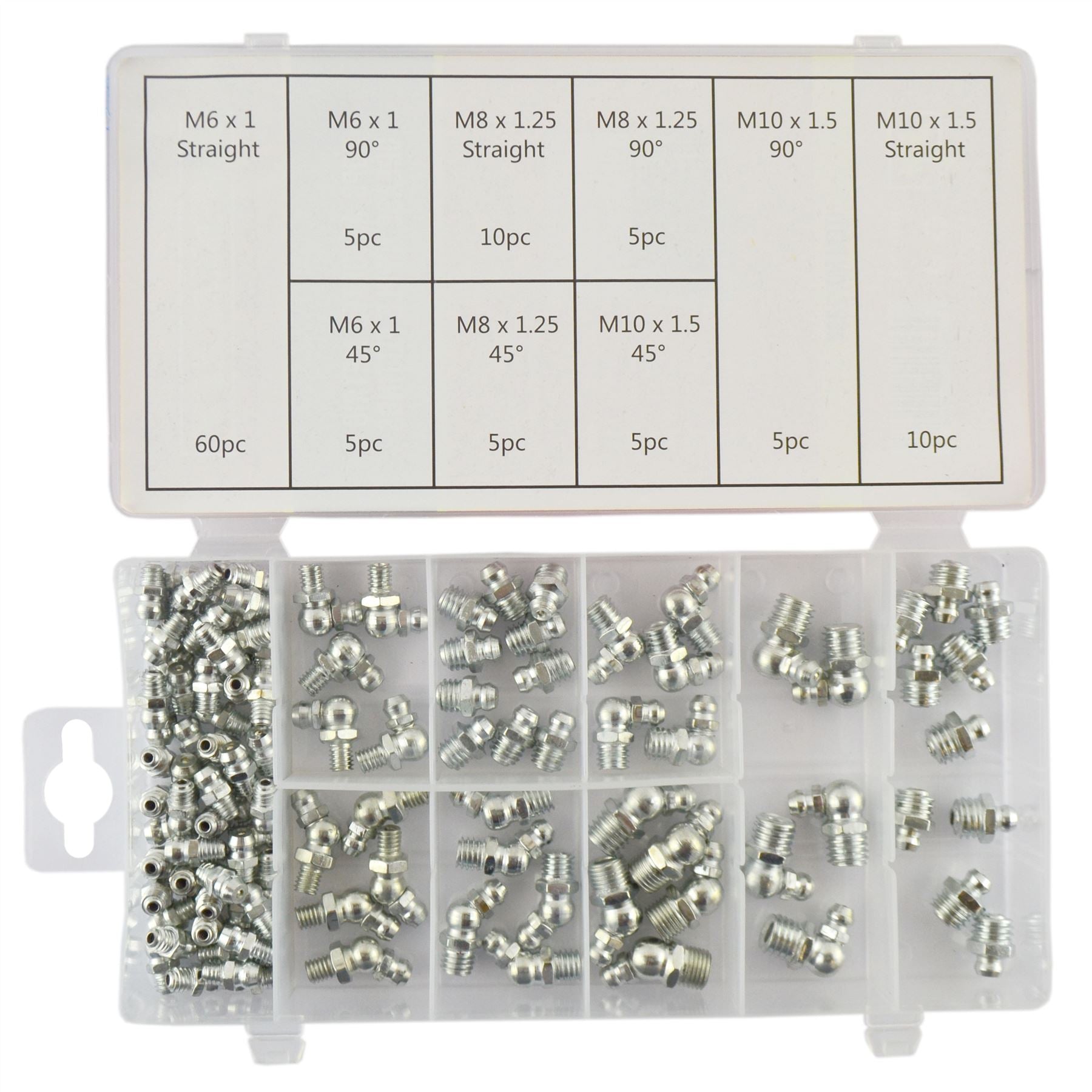 110pc Assorted Hydraulic Brake Metric Grease Nipple Assortment Set Fittings