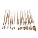 12pc Jumbo Flat Artist Brushes Wooden Handles Paint Brush Model Crafts