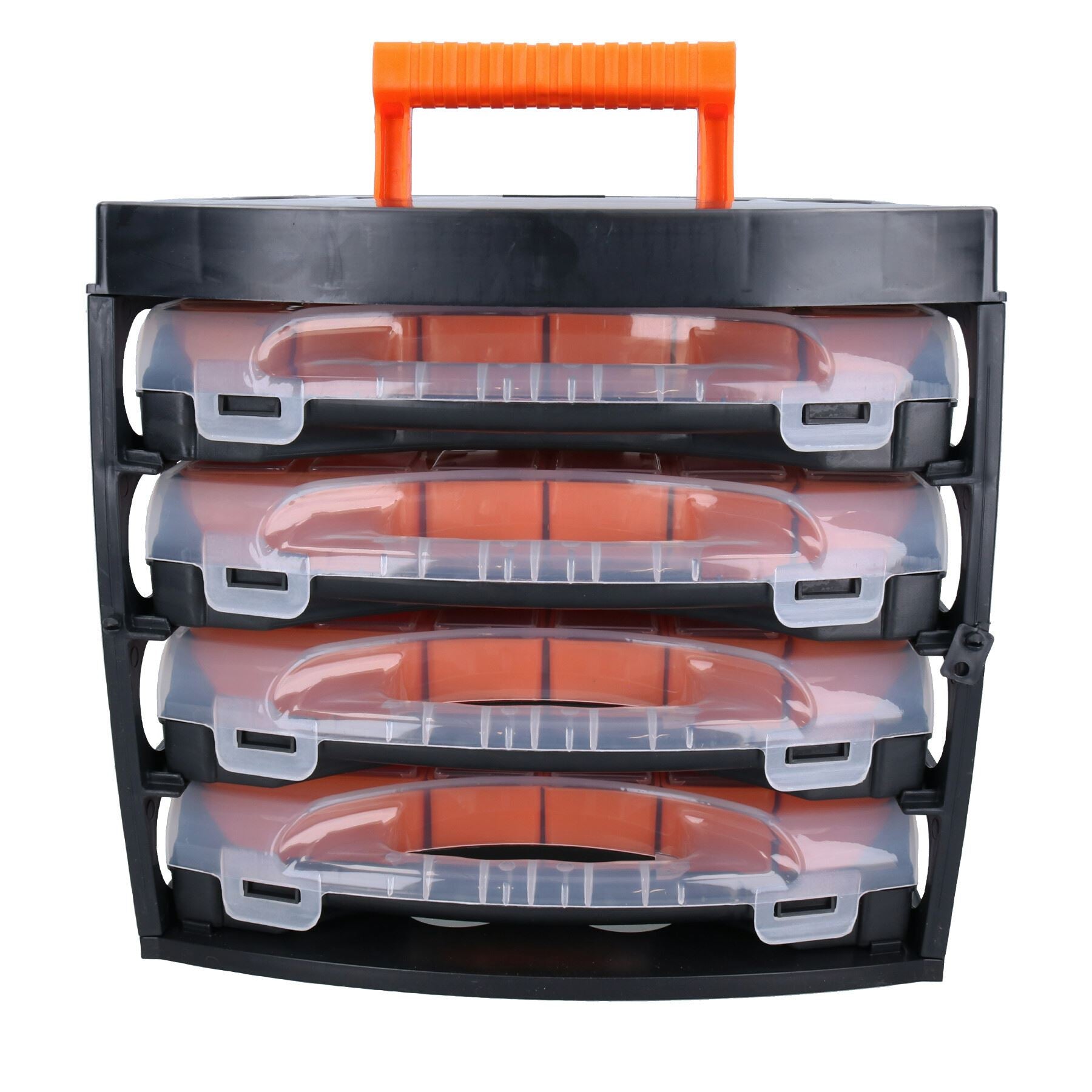 4 Tray Poly Tool Storage Organiser Case Holder with Removable Compartments