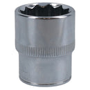 1/2in Drive Shallow Metric MM Socket 12 Sided Bi-Hex with Knurled Ring