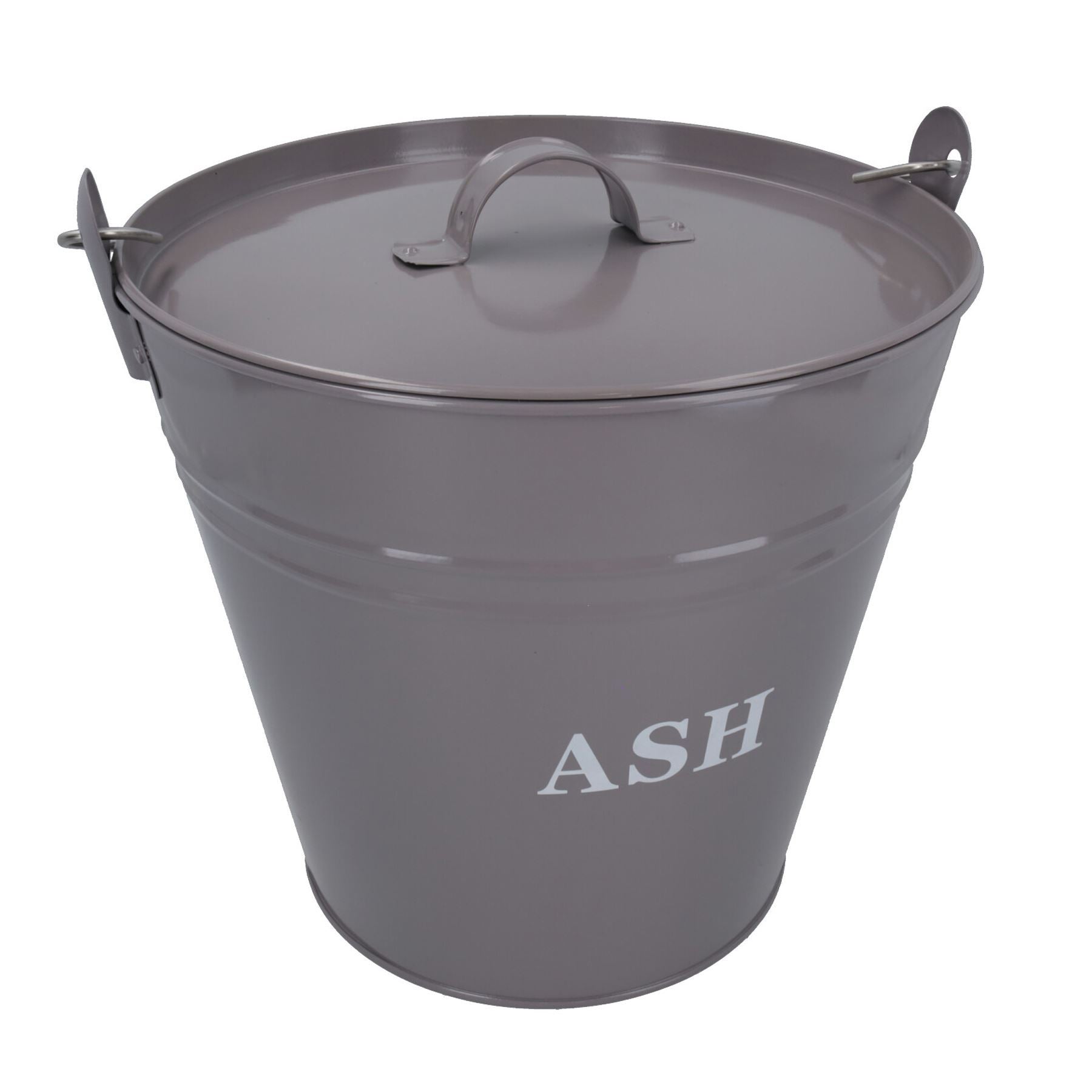 Grey Coal Bucket With Lid, 5" Shovel & Gloves Metal Ash Tidy Bin Fire Log Burner