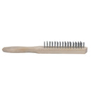 Wire Cleaning Brush 4 Rows of Steel Wire Bristles with Wooden Handle